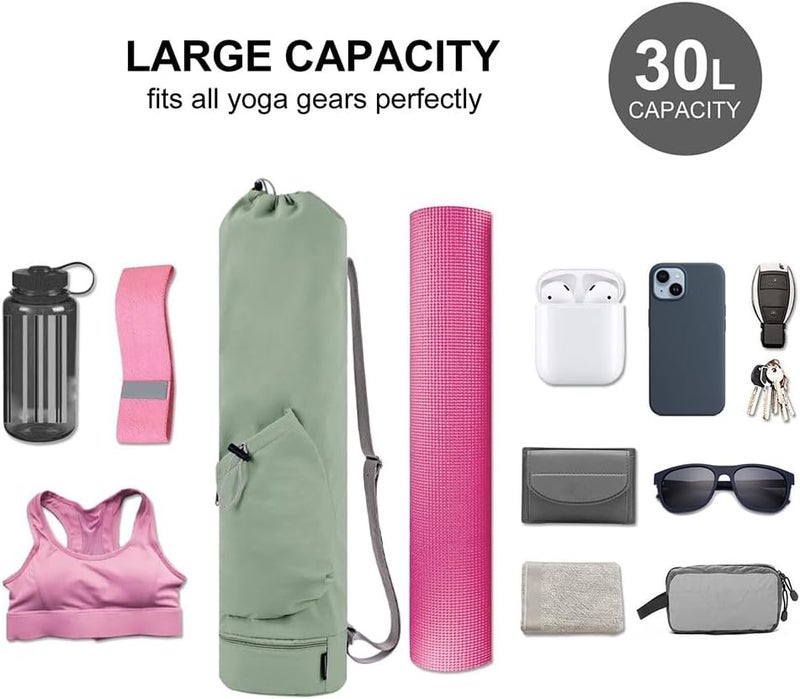 PUXING Yoga Mat Bag Yoga Mat Carrier Bag with Water Bottle Pocket and Bottom Wet Pocket Waterproof Yoga Mat Carry Bag Multi-Functional Storage Bag for Women Men - Image 5